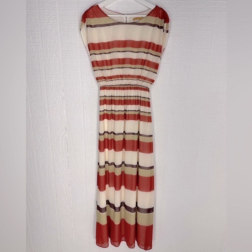 Alice+Olivia silk stripped maxi dress size M